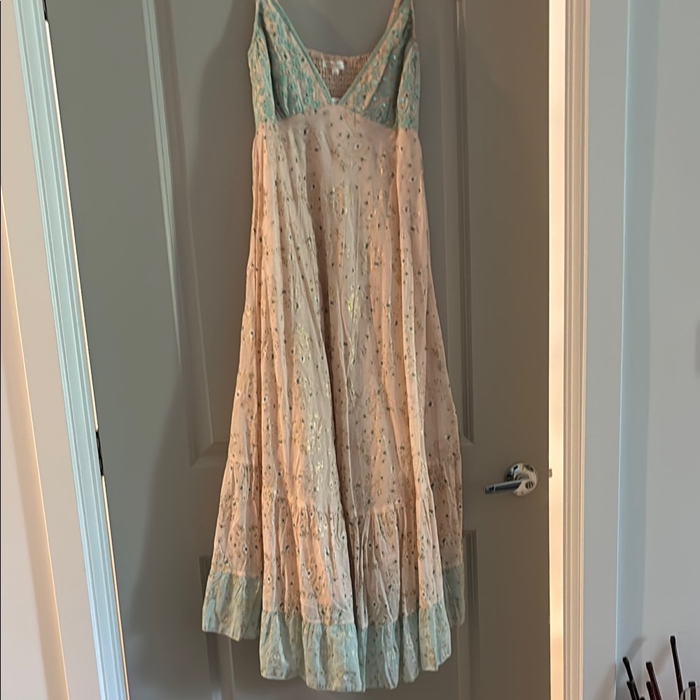 Bohemian Maxi Dress in Pink and Blue